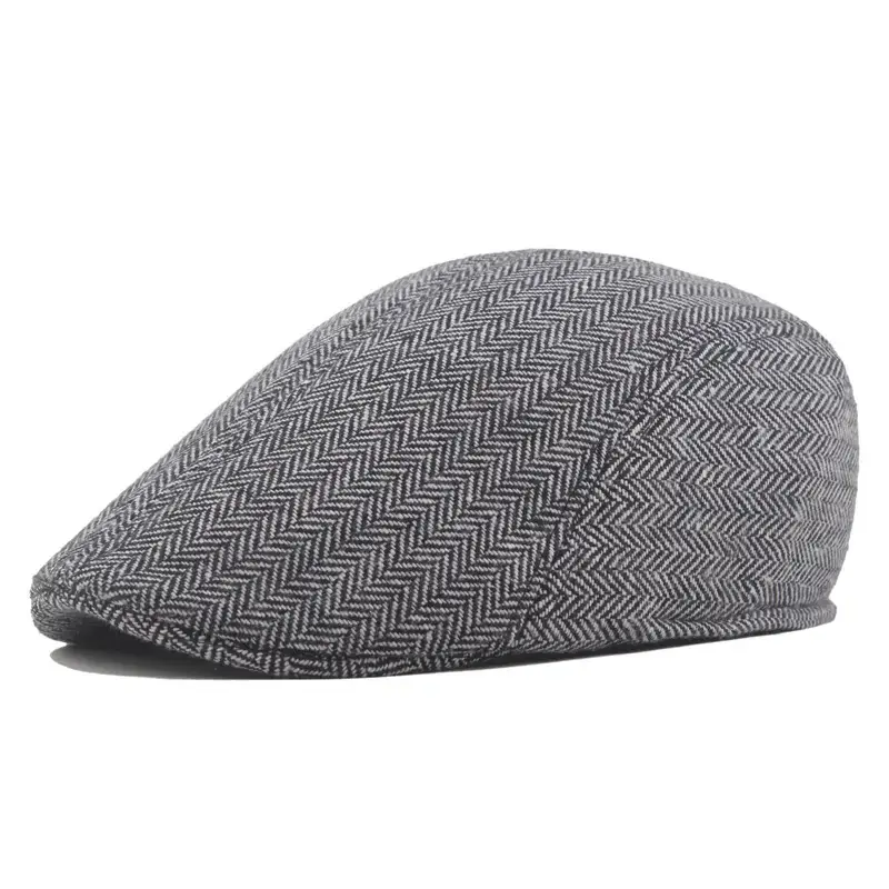 Men's Herringbone Winter Beret Cap Grey - Image 2