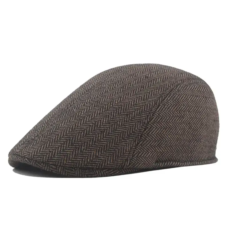 Men's Herringbone Winter Beret Cap Grey - Image 3