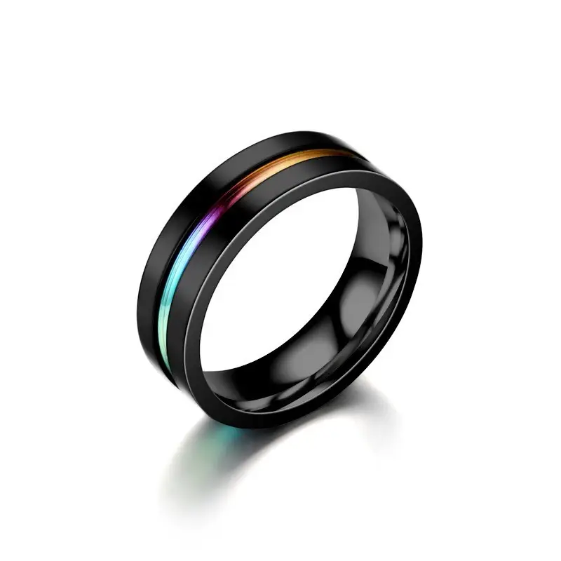 Titanium Steel Black Two-Color Couple Ring — feature 11