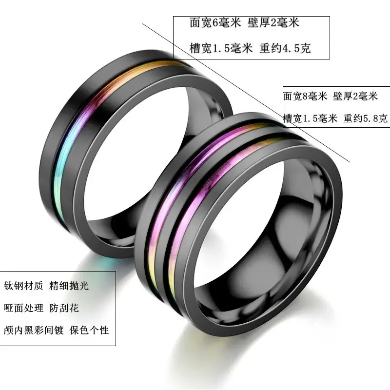 Titanium Steel Black Two-Color Couple Ring — feature 6