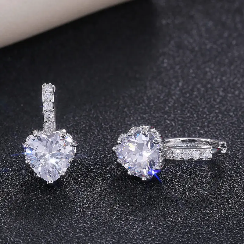 Heart Shaped Zircon Earrings for Women