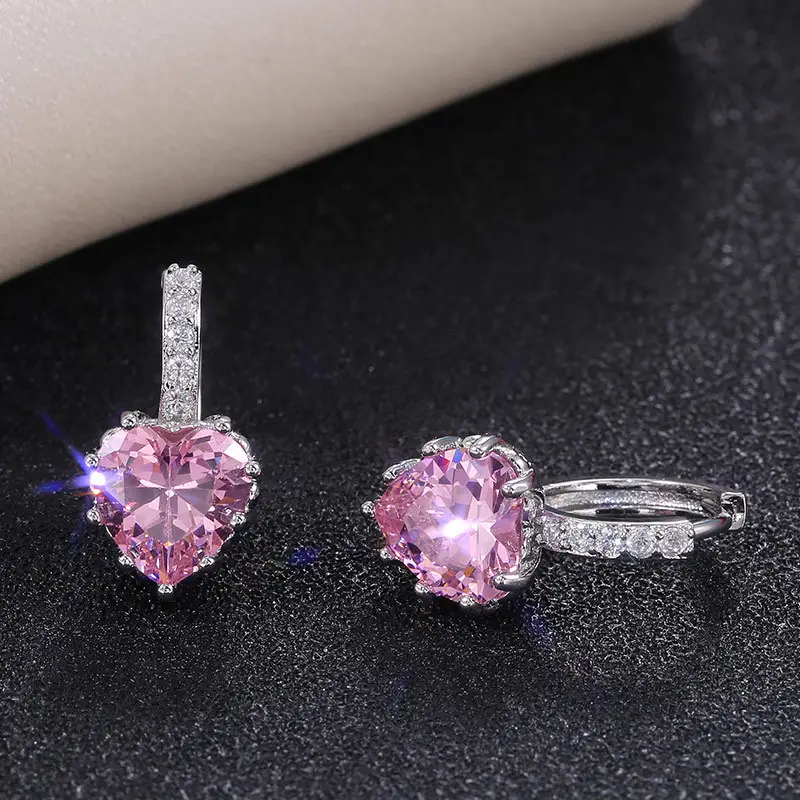 Heart Shaped Zircon Earrings for Women