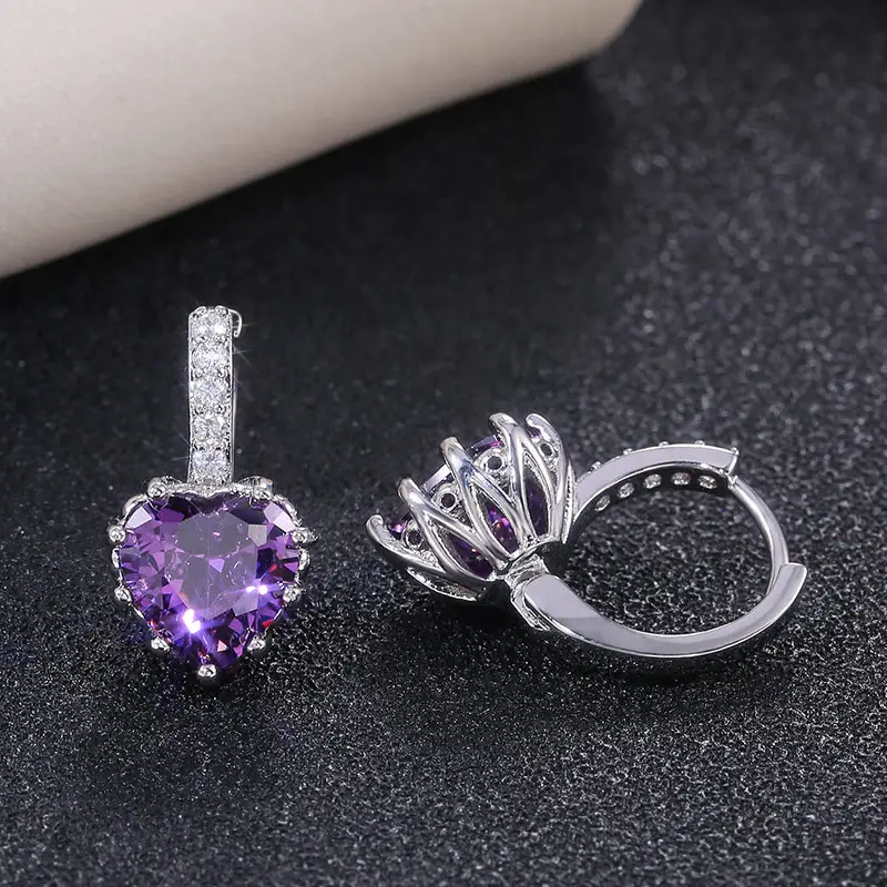 Heart Shaped Zircon Earrings for Women