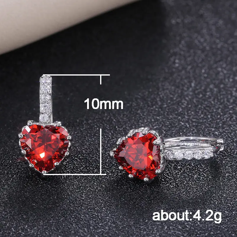 Heart Shaped Zircon Earrings for Women