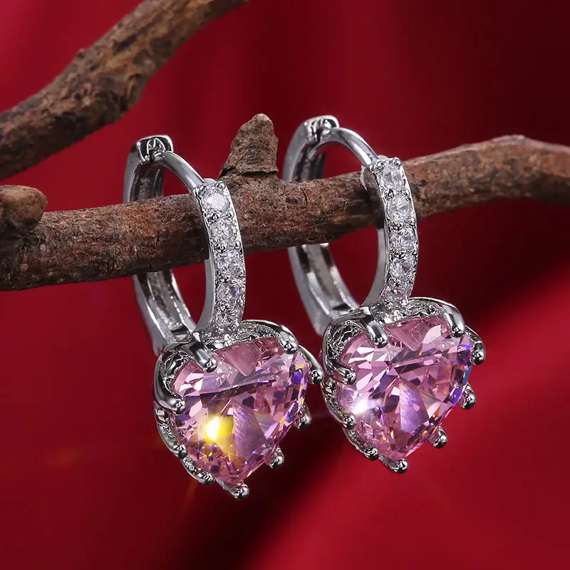 Heart Shaped Zircon Earrings for Women