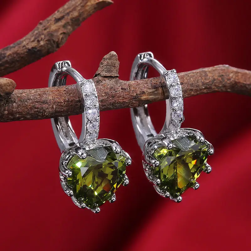 Heart Shaped Zircon Earrings for Women