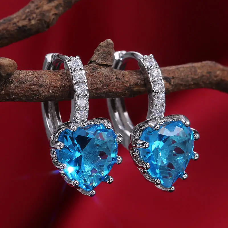 Heart Shaped Zircon Earrings for Women