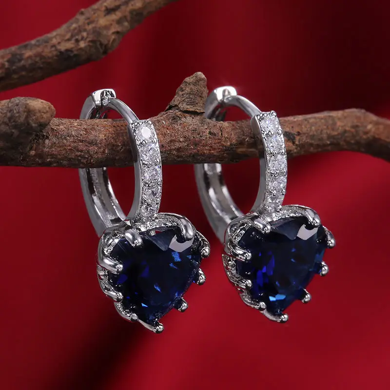Heart Shaped Zircon Earrings for Women