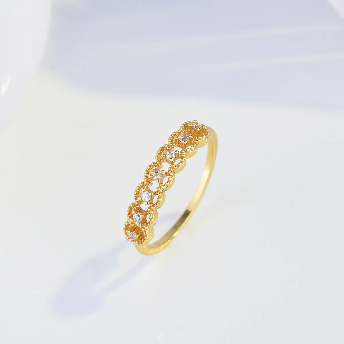Gold Plated Zircon Ring Women's Elegant Design - Image 5