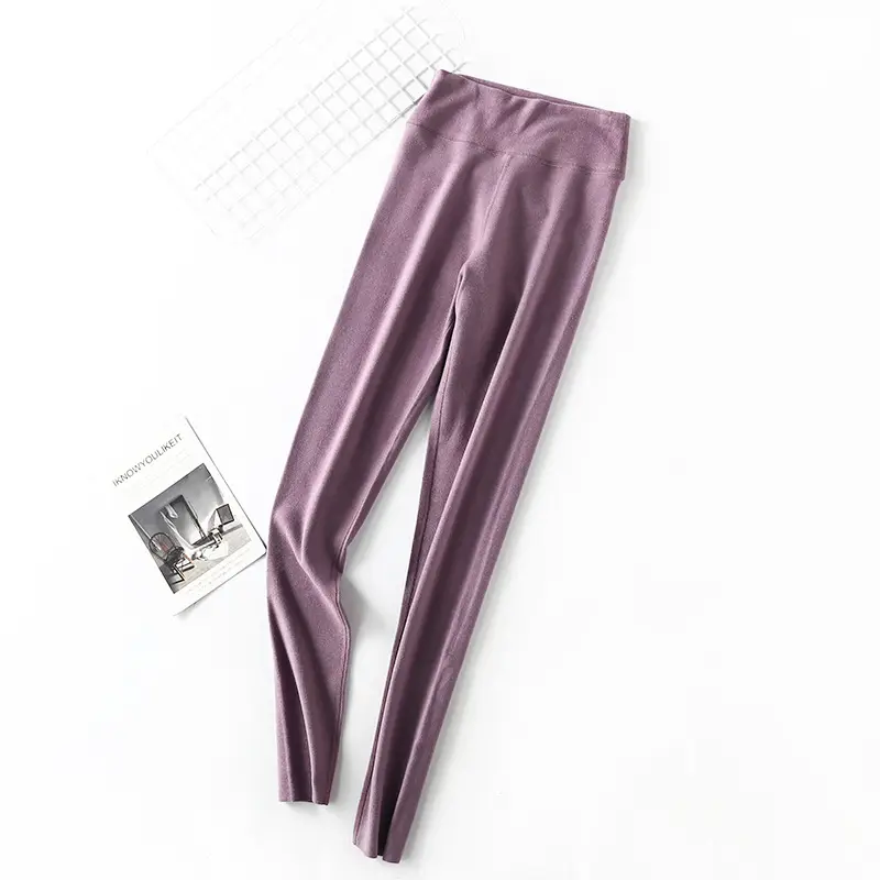 Women's Velvet Leggings High Waist Warm Autumn Pants - Image 6