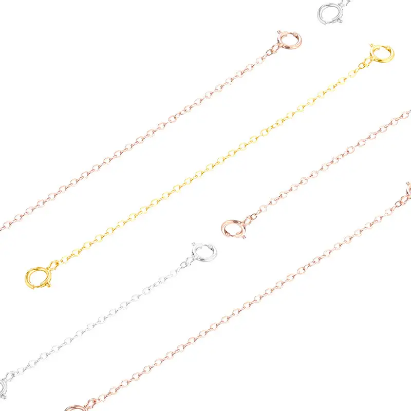 S925 Silver Chain Bracelet Necklace Lengthened Tail Adjustable Silver Plated 18K Gold Extension