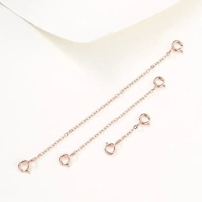 S925 Silver Chain Bracelet Necklace Lengthened Tail Adjustable Silver Plated 18K Gold Extension
