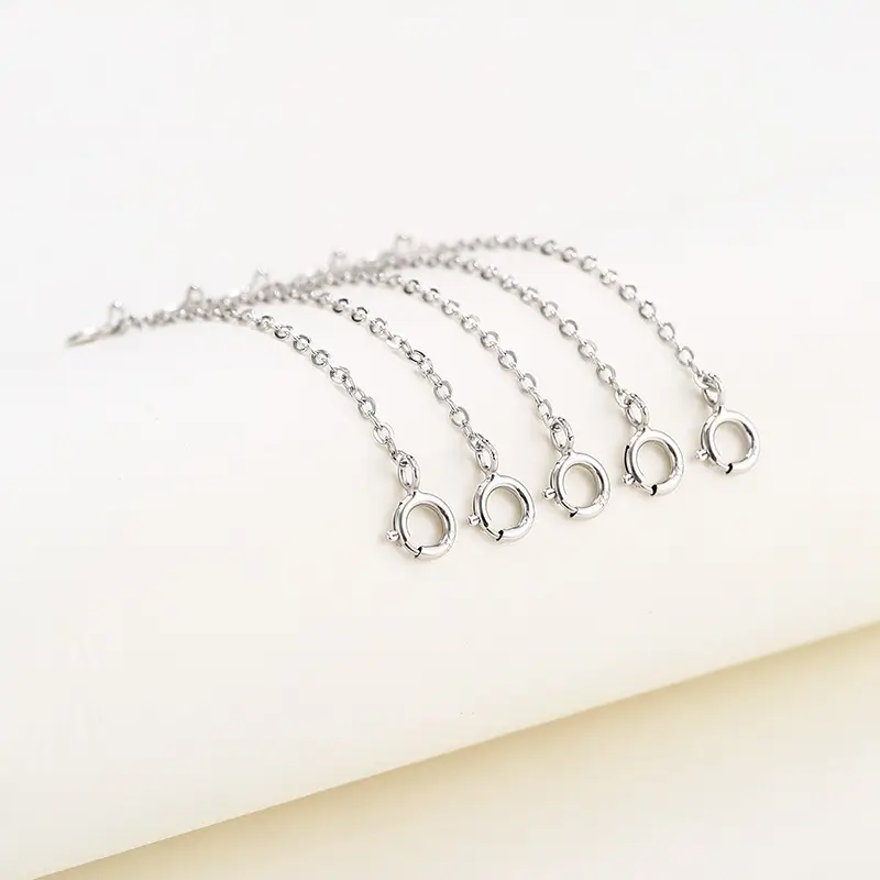 S925 Silver Chain Bracelet Necklace Lengthened Tail Adjustable Silver Plated 18K Gold Extension