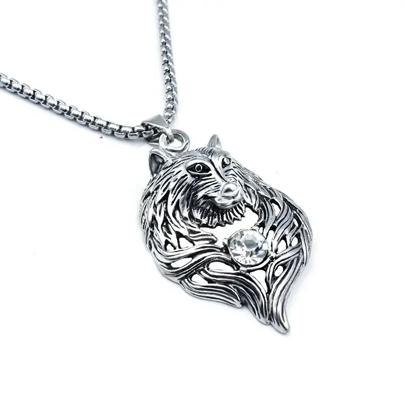 Titanium Steel Wolf Pendant Necklace for Men Women - Image 3