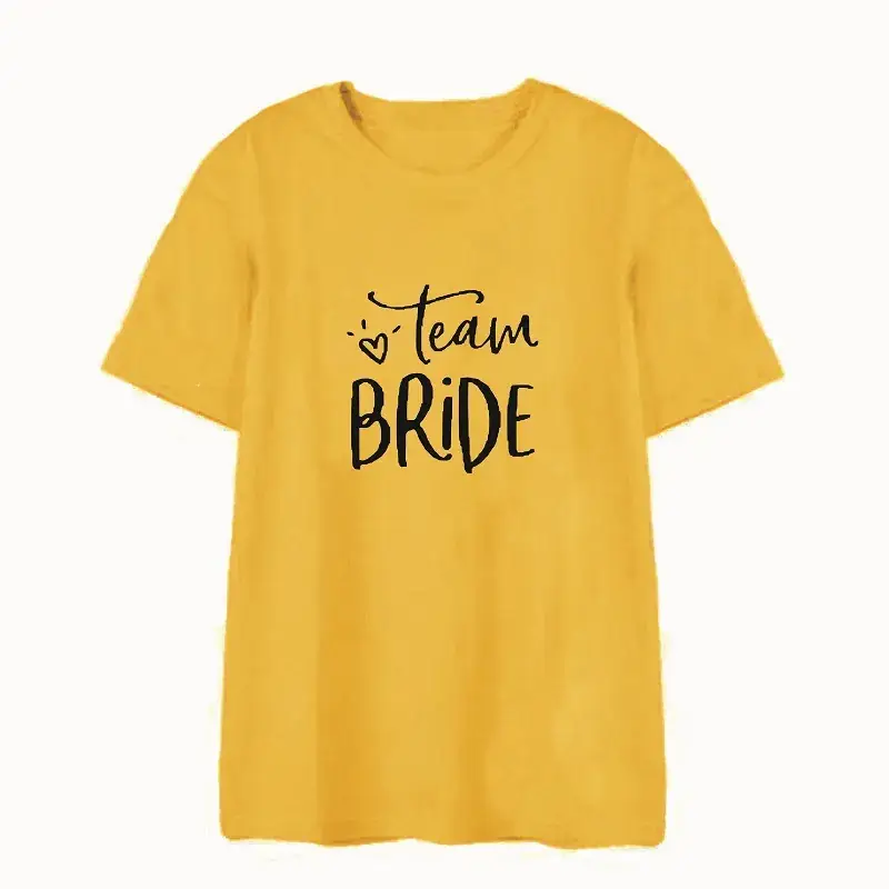 Foreign Trade Couple T-Shirt BRIDE Short Sleeve Yellow - Image 10
