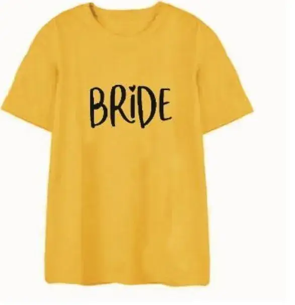 Foreign Trade Couple T-Shirt BRIDE Short Sleeve Yellow - Image 5