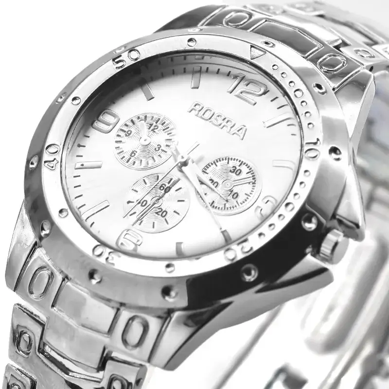 Rusha Steel Belt Watch Business Quartz Three-Eye Six-Pin - Image 3