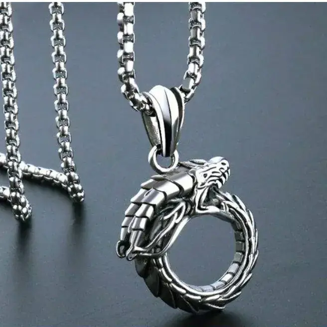 Tail-tailed Snake Titanium Steel Men's Necklace - Image 6