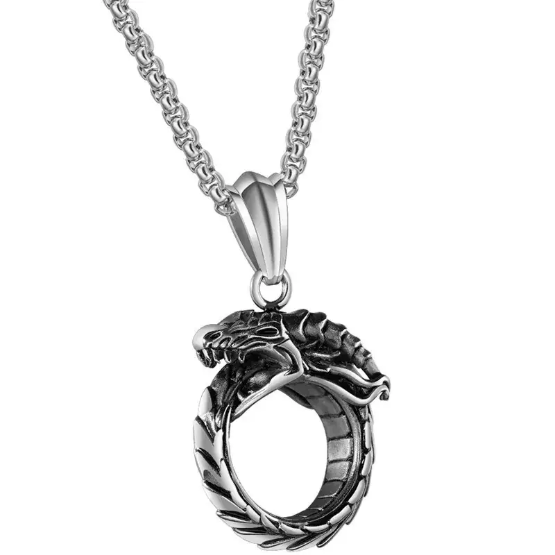 Tail-tailed Snake Titanium Steel Men's Necklace — feature 1