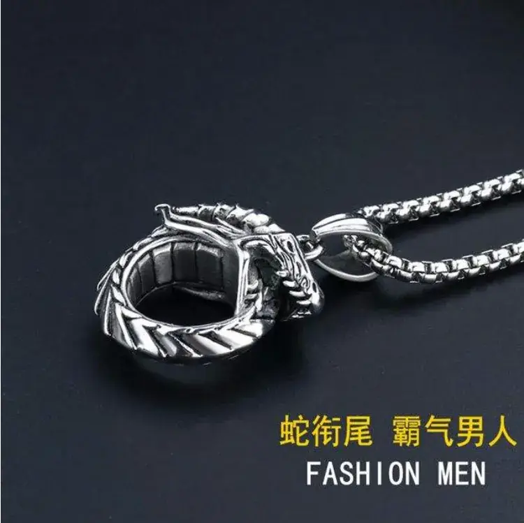 Tail-tailed Snake Titanium Steel Men's Necklace — feature 10