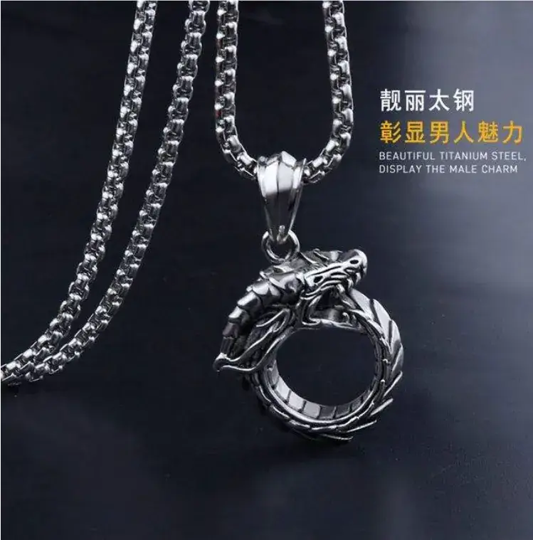 Tail-tailed Snake Titanium Steel Men's Necklace — feature 5