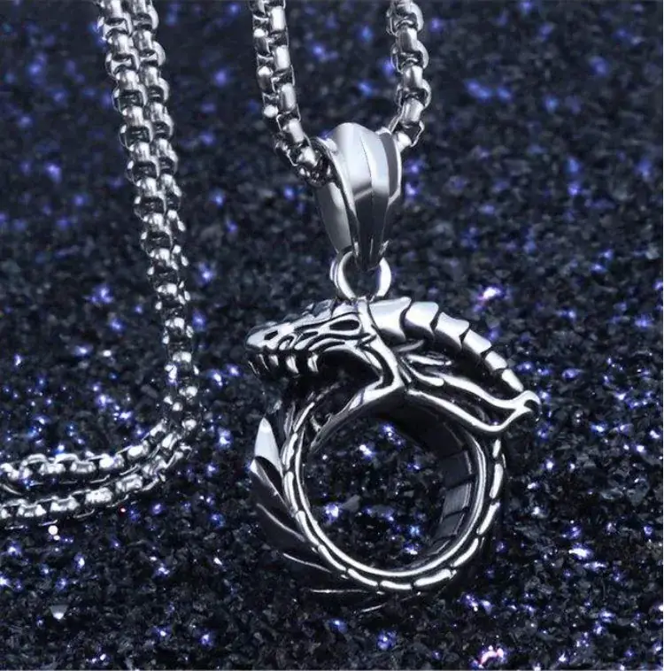Tail-tailed Snake Titanium Steel Men's Necklace — feature 6