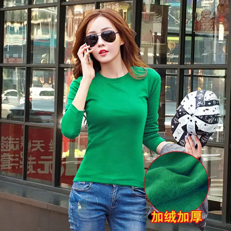 New Winter Women's Fleece Lined Long Sleeve T-Shirt Top Brown - Image 3