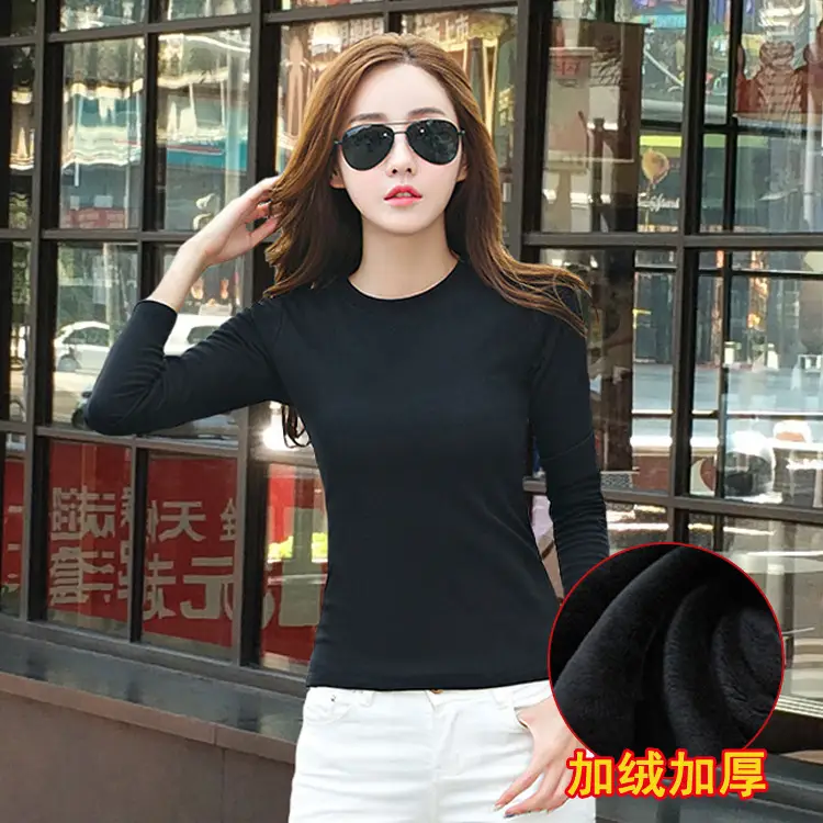 New Winter Women's Fleece Lined Long Sleeve T-Shirt Top Brown - Image 8