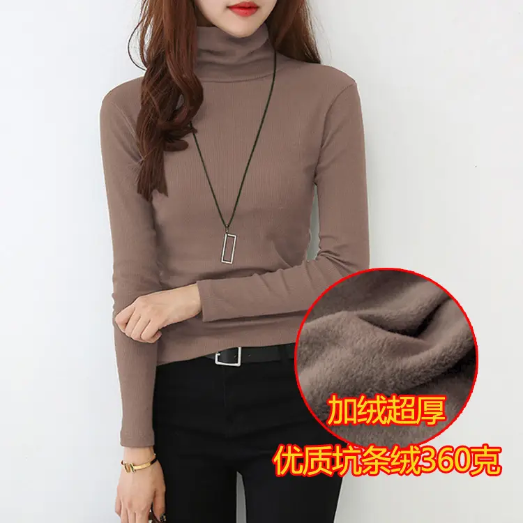 New Winter Women's Fleece Lined Long Sleeve T-Shirt Top Brown - Image 5