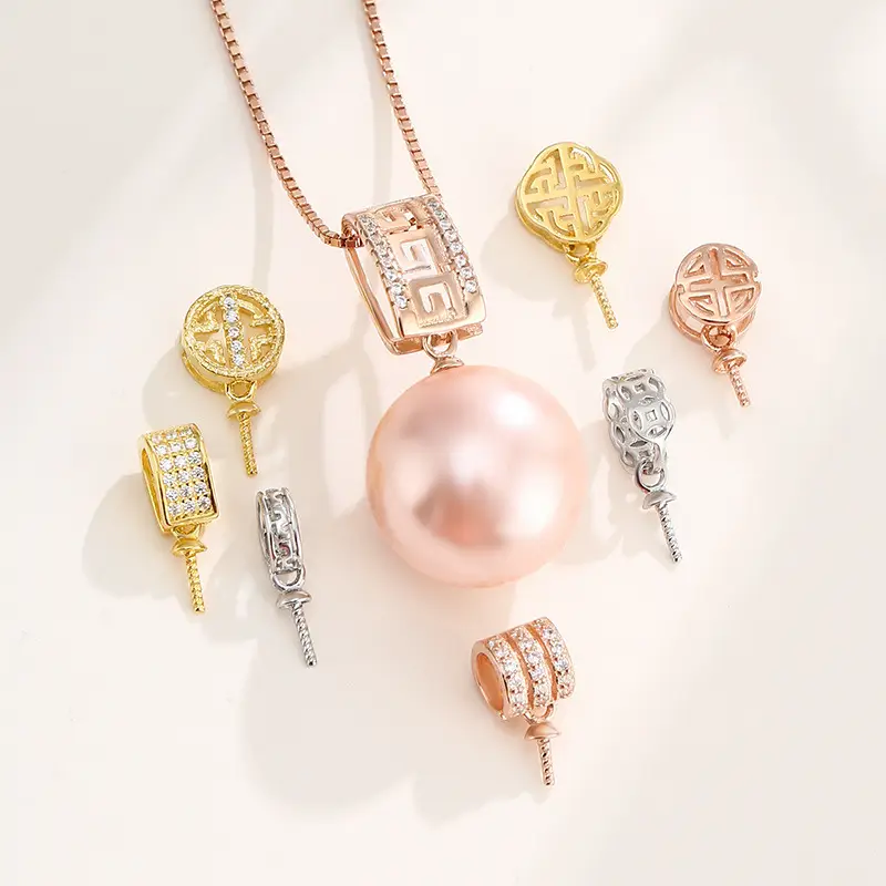 S925 Silver Imitation Pearl Pendant Holder DIY Clip Buckle Accessories - Image 27