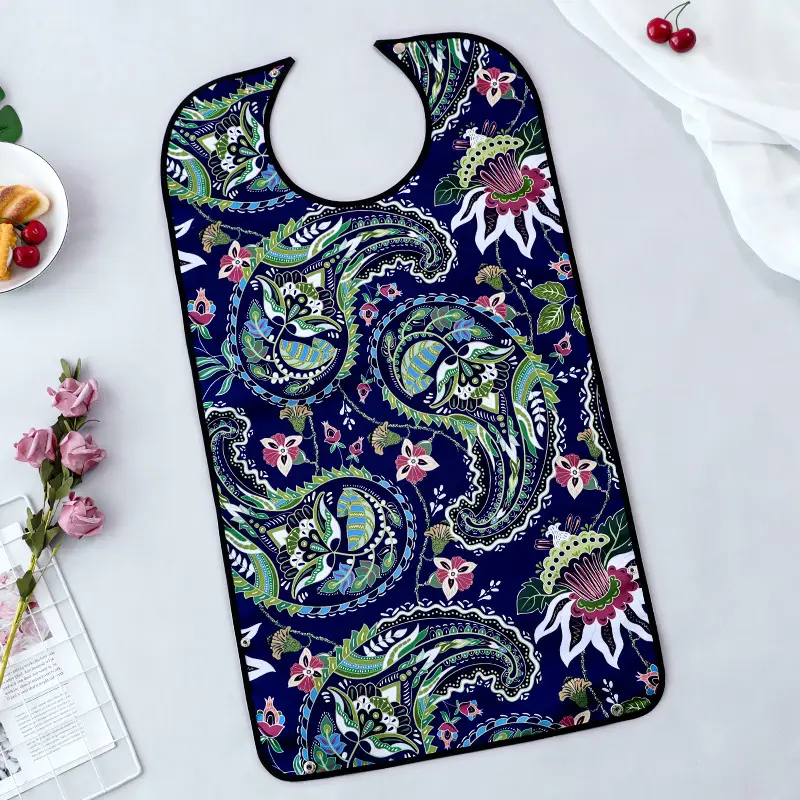 Red Floral Elderly Food Bibs for Adults - Image 10