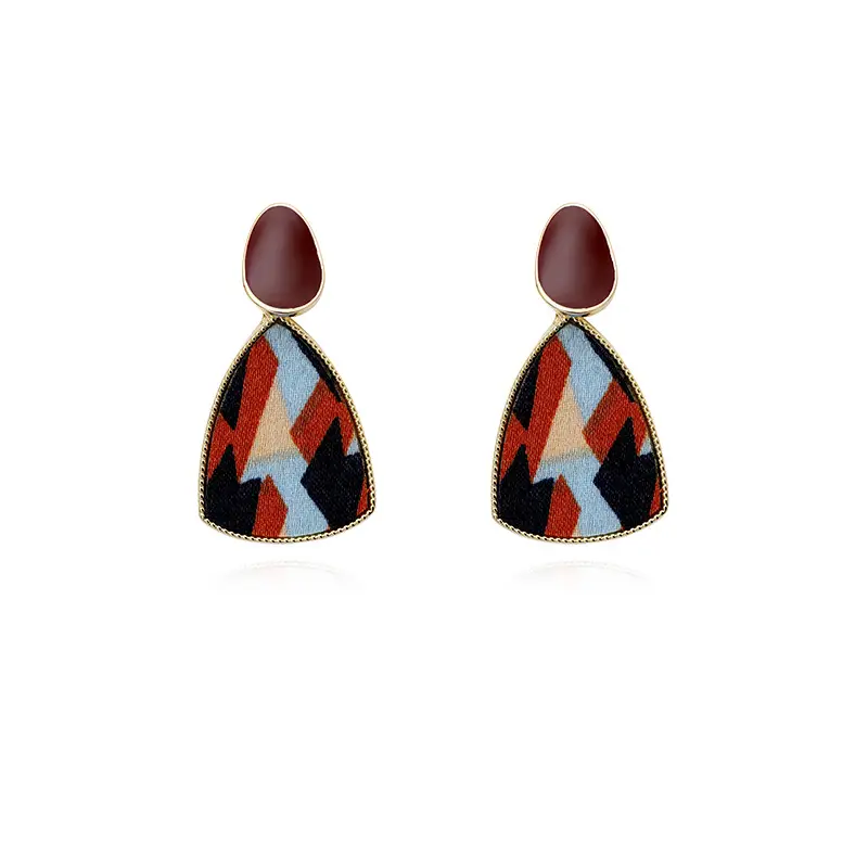 Leopard Print Earrings Black White Check Gold Plated - Image 9