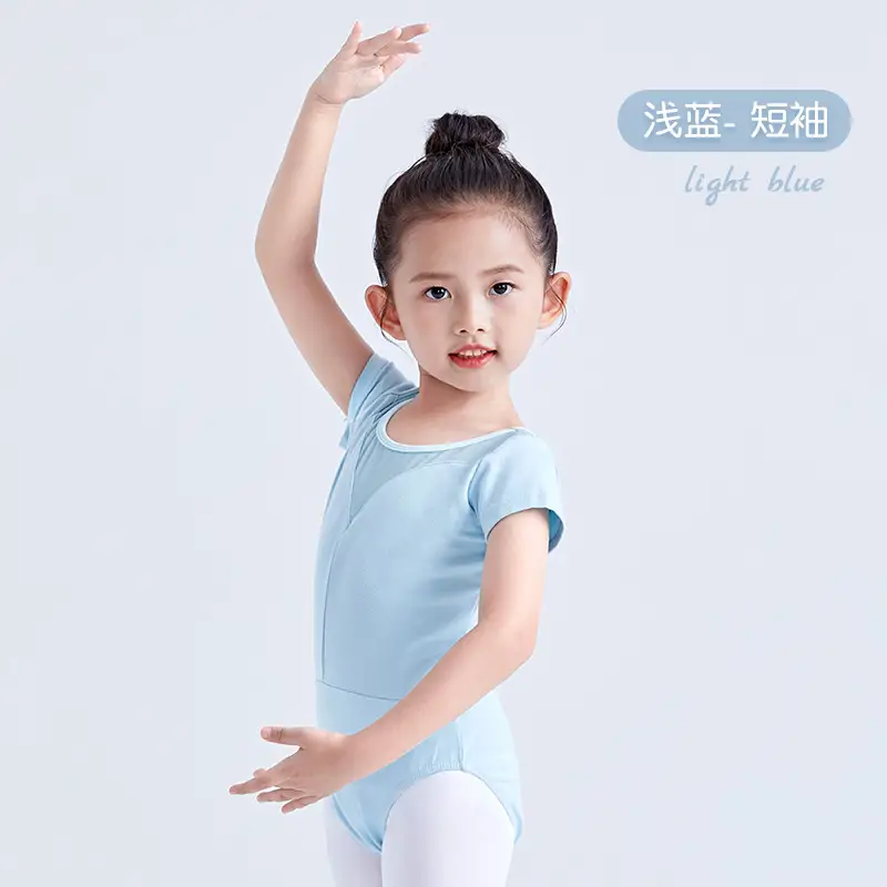 Light Blue Short Sleeve Dance Jumpsuit for Girls - Image 5
