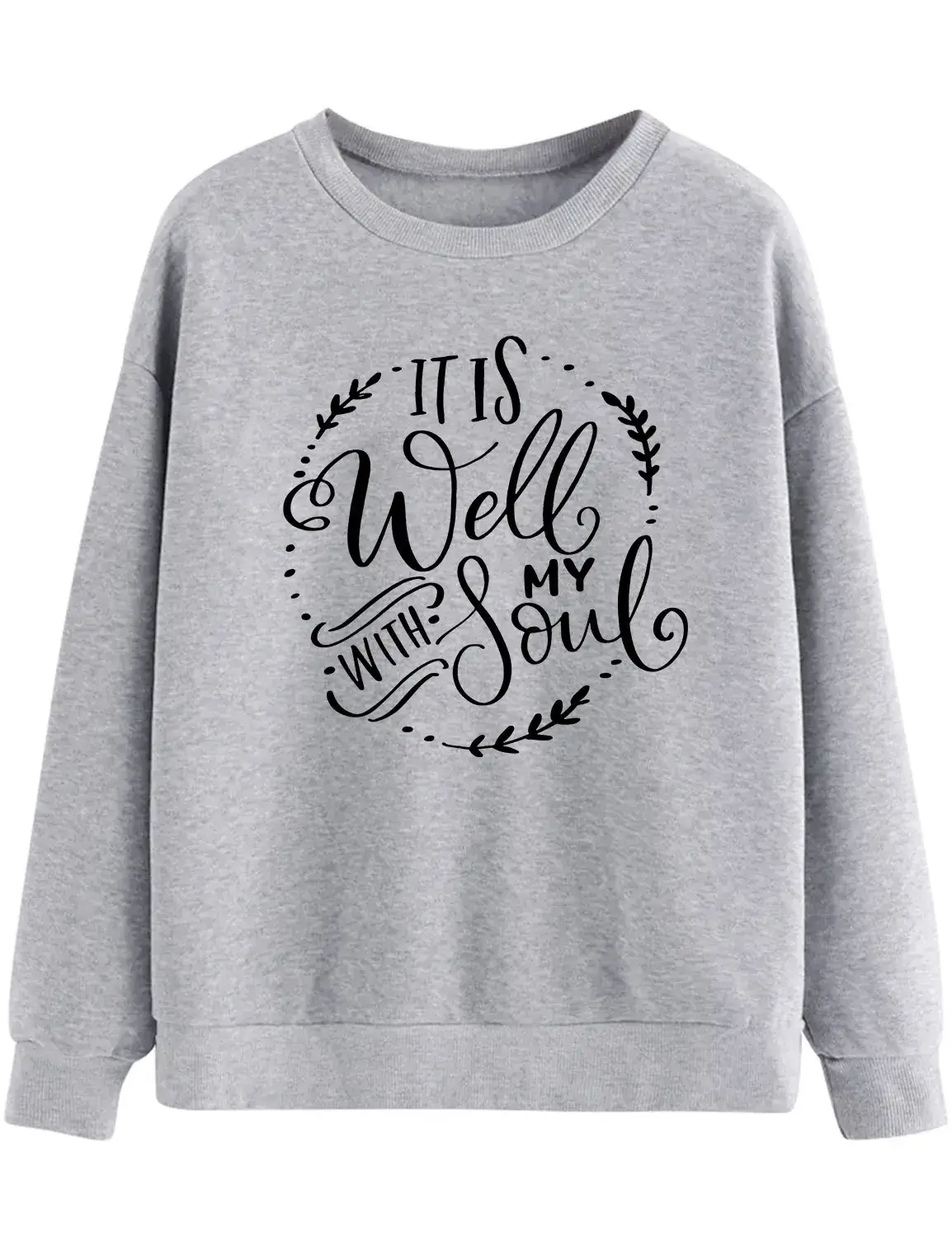 Well My Soul Round Neck Sweater Grey - Image 2