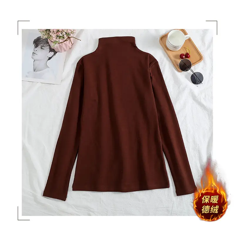 Women Velvet Long Sleeve T-Shirt Set Autumn Winter Korean Style - Image 11