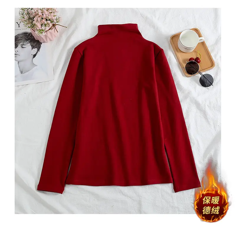 Women Velvet Long Sleeve T-Shirt Set Autumn Winter Korean Style - Image 13
