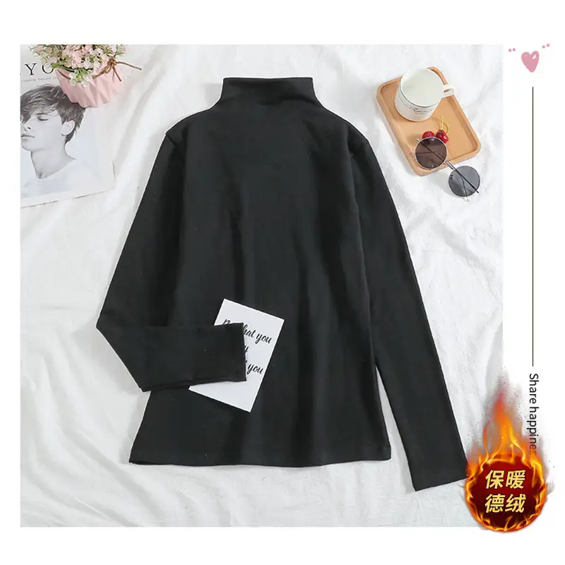 Women Velvet Long Sleeve T-Shirt Set Autumn Winter Korean Style - Image 9