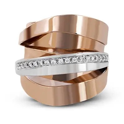 Sanjie Multi-Layer Rose Gold Engagement Ring with Diamond Band - Image 4