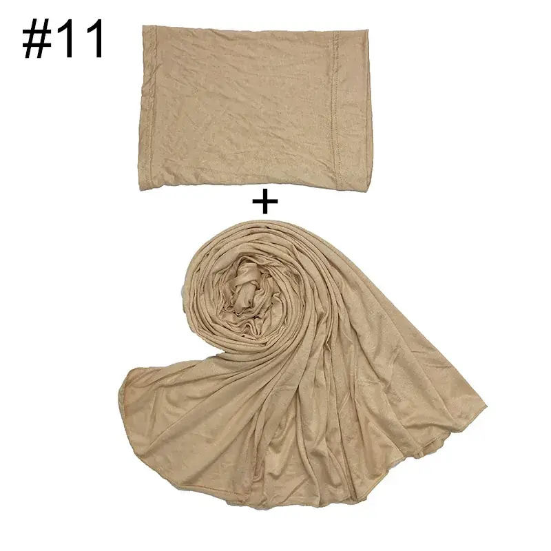 Large Size Solid Color Scarf Base Cap Combo - Image 30