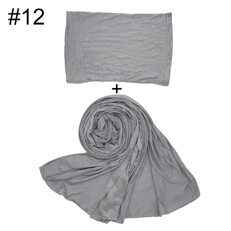 Large Size Solid Color Scarf Base Cap Combo - Image 31