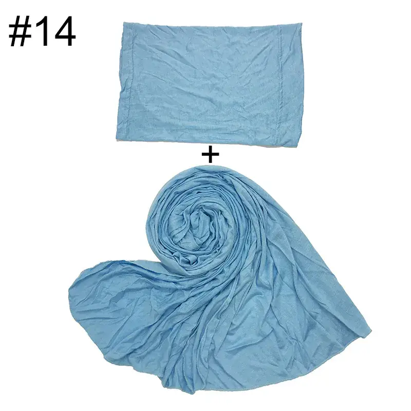 Large Size Solid Color Scarf Base Cap Combo - Image 14