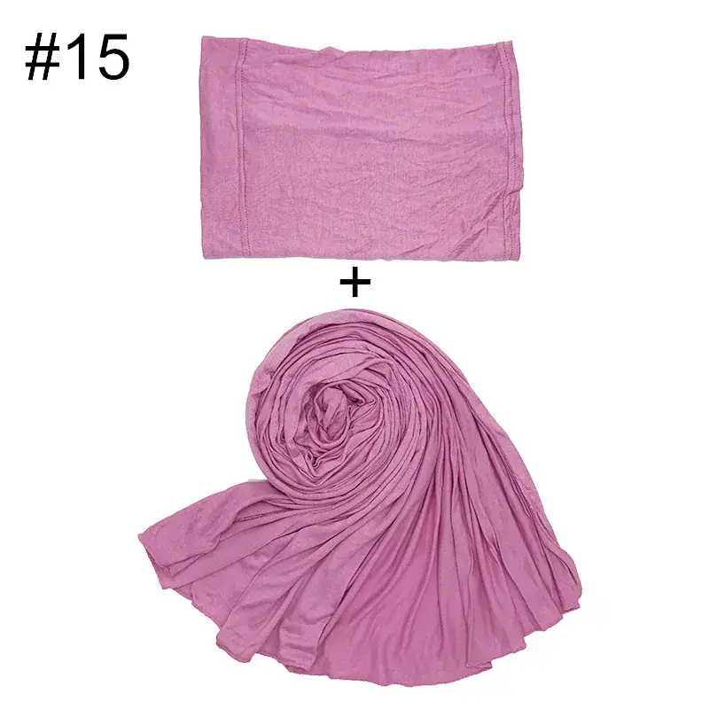 Large Size Solid Color Scarf Base Cap Combo - Image 15