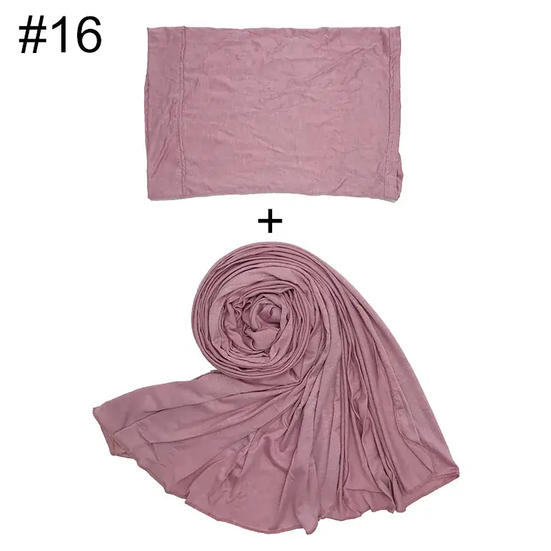 Large Size Solid Color Scarf Base Cap Combo - Image 16