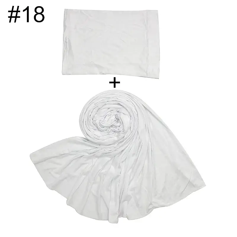 Large Size Solid Color Scarf Base Cap Combo - Image 18