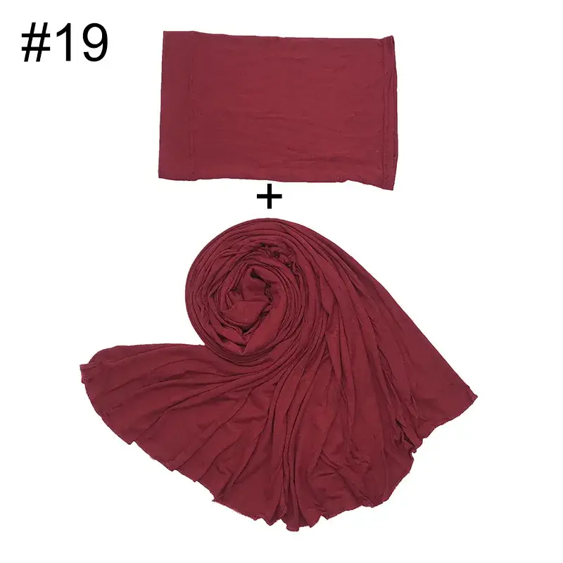 Large Size Solid Color Scarf Base Cap Combo - Image 19