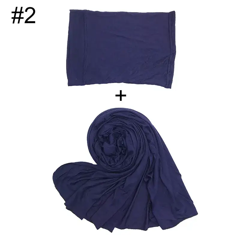 Large Size Solid Color Scarf Base Cap Combo - Image 2
