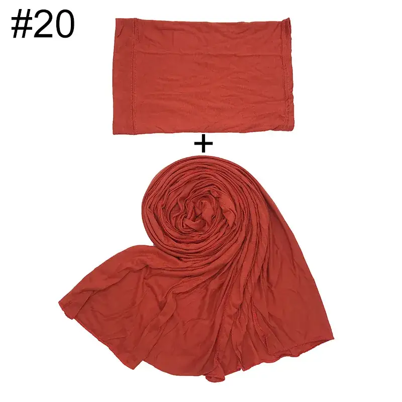 Large Size Solid Color Scarf Base Cap Combo - Image 20