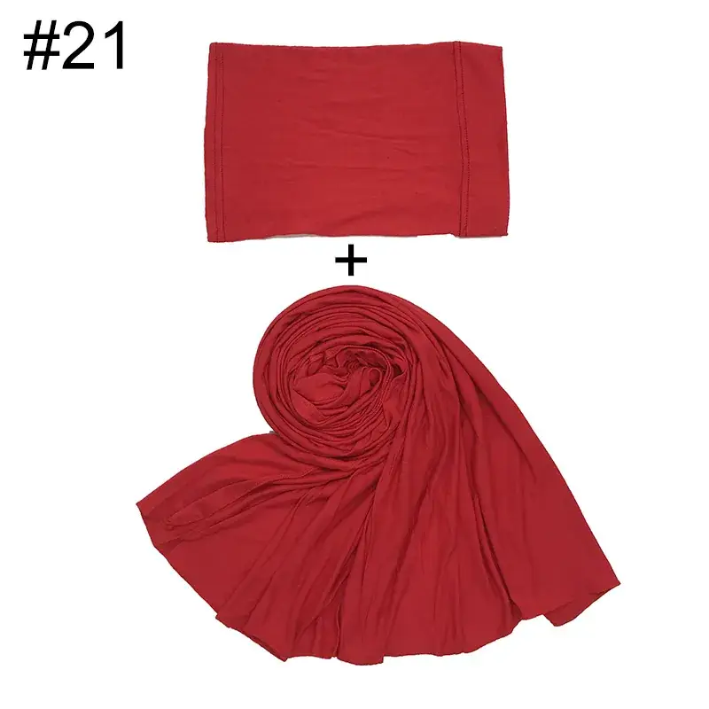 Large Size Solid Color Scarf Base Cap Combo - Image 21