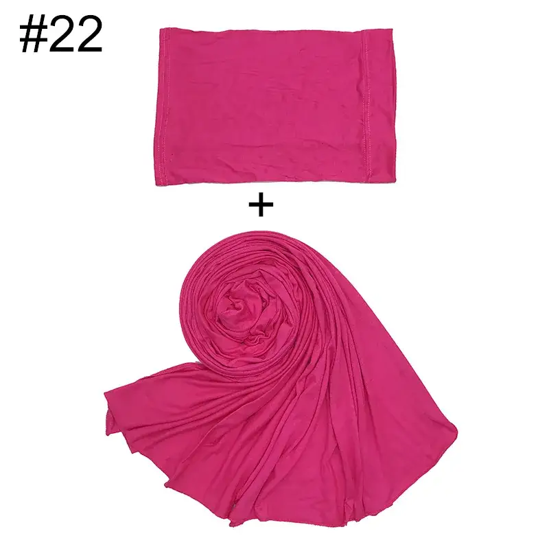 Large Size Solid Color Scarf Base Cap Combo - Image 22