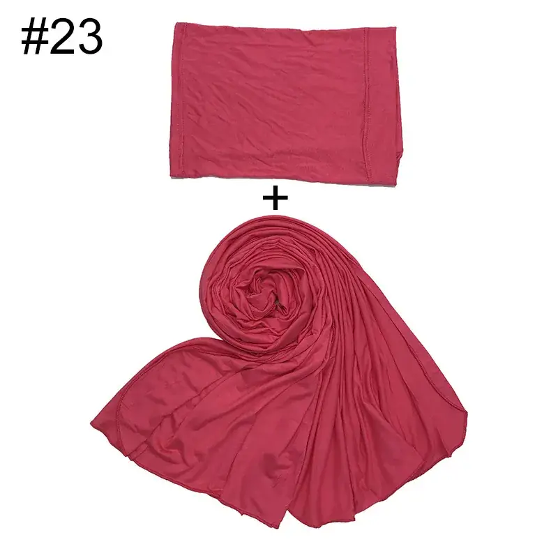 Large Size Solid Color Scarf Base Cap Combo - Image 23